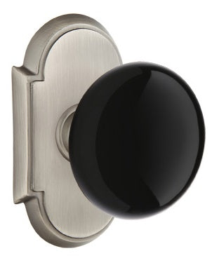 Emtek Ebony Porcelain Knob With Rosette Pewter