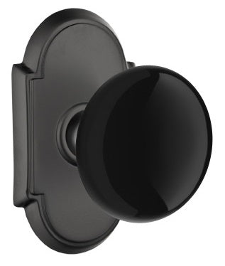 Emtek Ebony Porcelain Knob With Rosette Flat Black