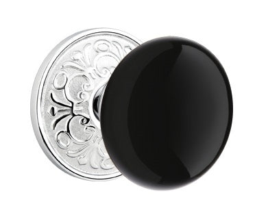 Emtek Ebony Knob Porcelain With Lancaster Rosette
