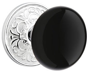 Emtek Ebony Knob Porcelain with Lancaster Rosette