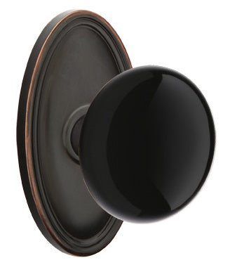 Emtek Ebony Porcelain Knob With Oval Rosette Oil Rubbed Bronze