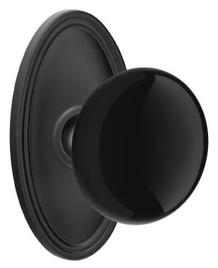 Emtek Ebony Porcelain Knob With Oval Rosette Flat Black