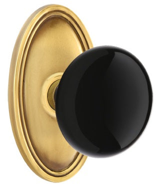 Emtek Ebony Porcelain Knob With Oval Rosette French Antique