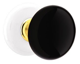 Emtek Ebony Knob with Porcelain Rosette