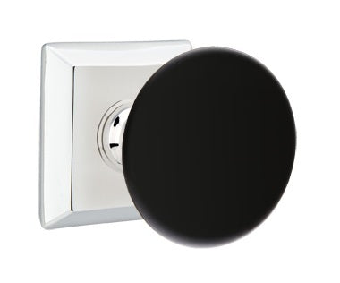 Emtek Ebony Porcelain Knob With Quincy Rosette