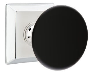 Emtek Ebony Porcelain Knob with Quincy Rosette