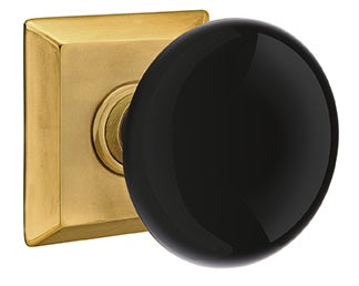 Emtek Ebony Porcelain Knob With Quincy Rosette French Antique