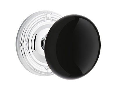 Emtek Ebony Porcelain Knob With Ribbon And Reed Rosette