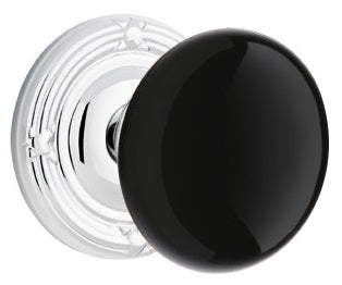 Emtek Ebony Porcelain Knob with Ribbon & Reed Rosette