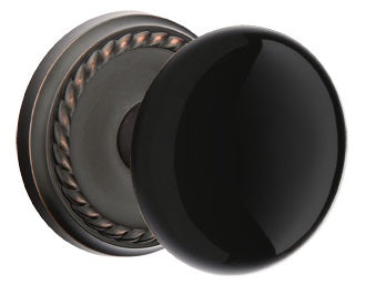 Emtek Porcelain Knob With Rope Rosette Oil Rubbed Bronze