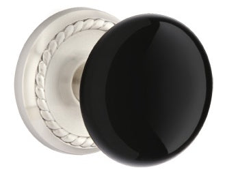 Emtek Porcelain Knob With Rope Rosette Polished Nickel 