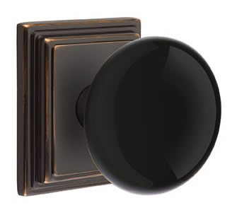 Emtek Ebony Porcelain Knob with Wilshire Rosette