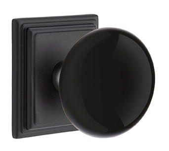 Emtek Ebony Porcelain Knob with Wilshire Rosette