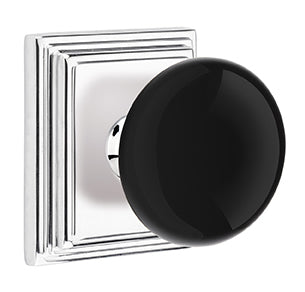 Emtek Ebony Porcelain Knob with Wilshire Rosette