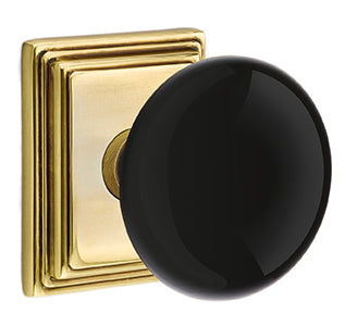 Emtek Ebony Porcelain Knob with Wilshire Rosette