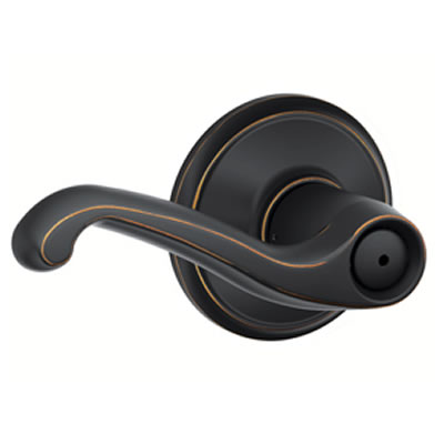 Schlage Flair Privacy Lever-Aged Bronze