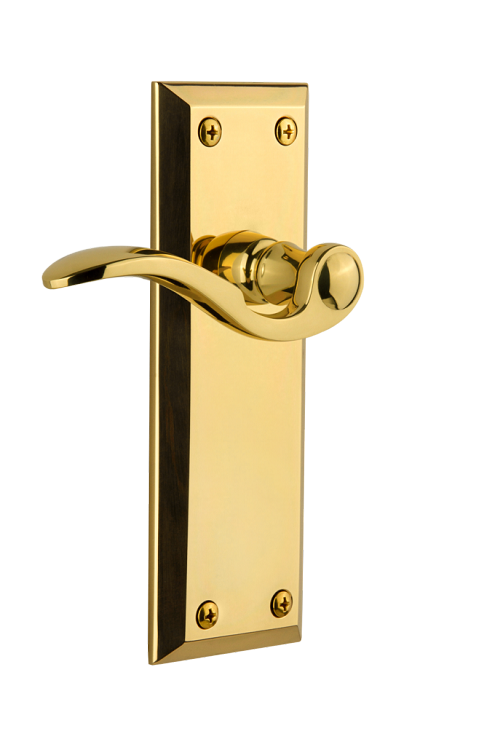 Grandeur Fifth Avenue Plate with Bellagio Lever in Polished Brass/Lifetime Brass