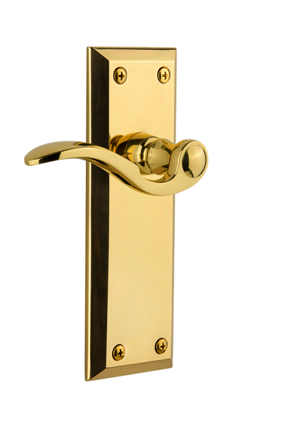 Grandeur Fifth Avenue Plate with Bellagio Lever in Polished Brass/Lifetime Brass