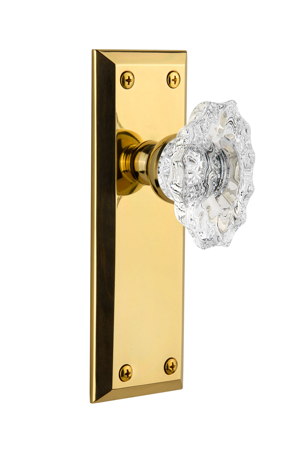 Grandeur Fifth Avenue Plate with Biarritz Knob Polished Brass / Lifetime Brass