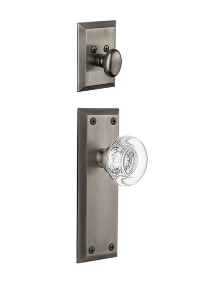 Grandeur Fifth Avenue Handleset with Bordeaux Knob - Interior Half Only Antique Pewter
