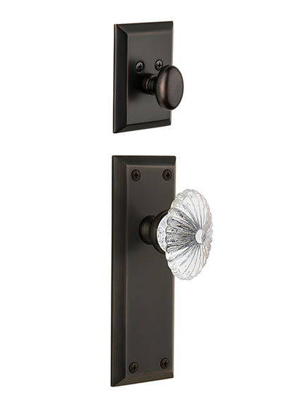 Grandeur Fifth Avenue Handleset with Burgundy Knob - (Interior Half Only, with Deadbolt)