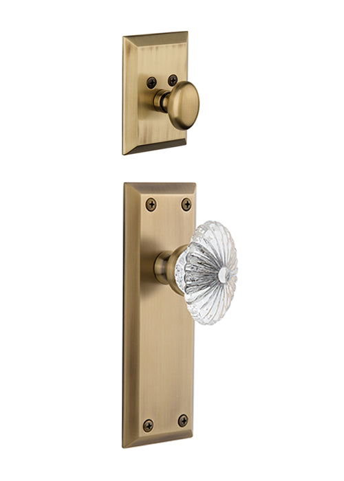 Grandeur Fifth Avenue Handleset with Burgundy Knob - (Interior Half Only, with Deadbolt)