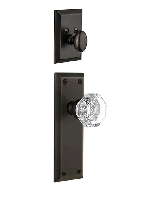 Grandeur Fifth Avenue Handleset with Chambord Knob - Interior Half Only Timeless Bronze