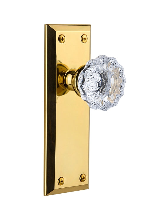 Grandeur Fifth Avenue Plate with Fontainebleau Knob Polished Brass / Lifetime Brass