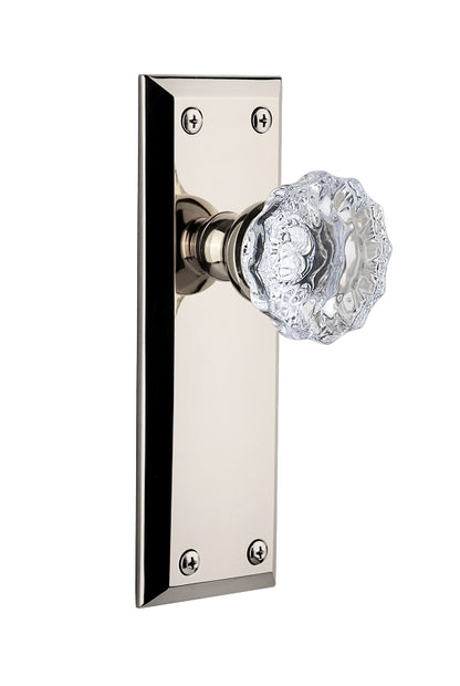 Grandeur Fifth Avenue Plate with Fontainebleau Knob Polished Nickel