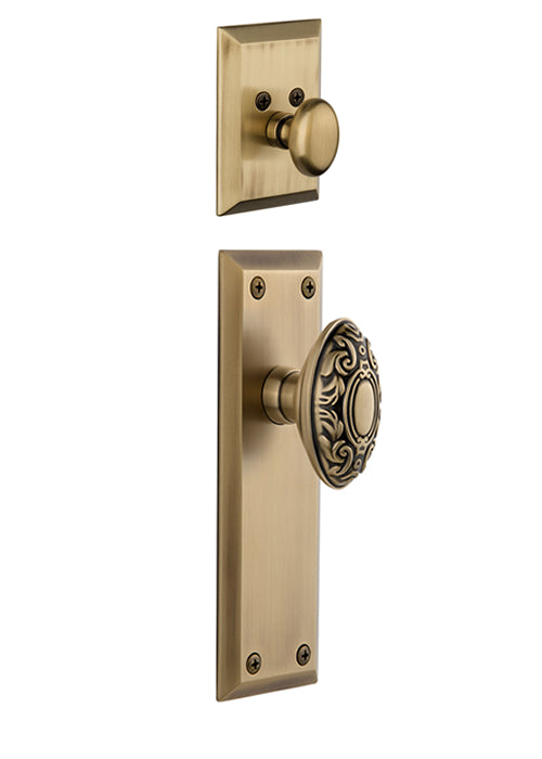 Grandeur Fifth Avenue Handleset with Grande Victorian Knob - (Interior Half Only, with Deadbolt)