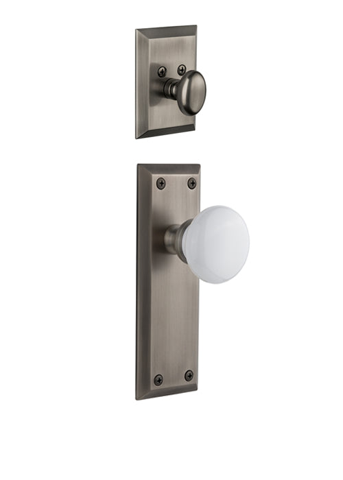 Grandeur Fifth Avenue Handleset with Hyde Park Knob - (Interior Half Only, with Deadbolt)
