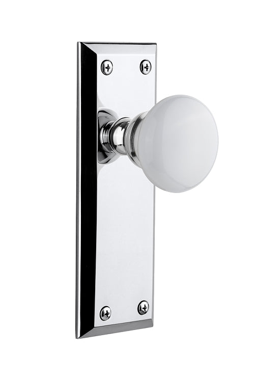 Grandeur Fifth Avenue Plate with Hyde Park Knob Bright Chrome