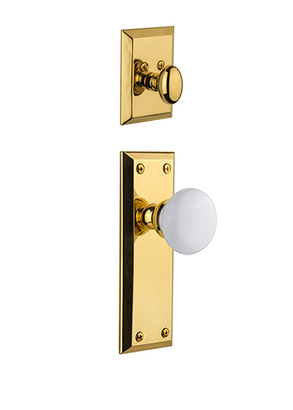 Grandeur Fifth Avenue Handleset with Hyde Park Knob - (Interior Half Only, with Deadbolt)