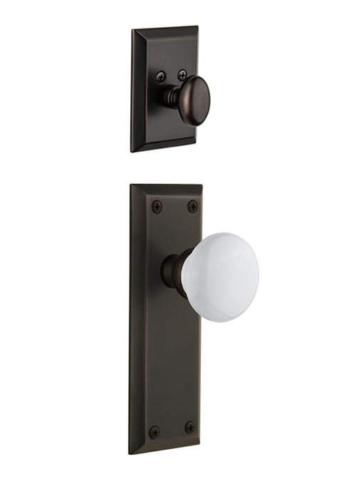 Grandeur Fifth Avenue Handleset with Hyde Park Knob - Interior Half Only Timeless Bronze