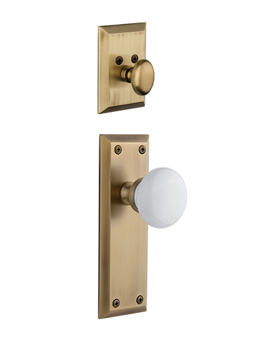 Grandeur Fifth Avenue Handleset with Hyde Park Knob - (Interior Half Only, with Deadbolt)