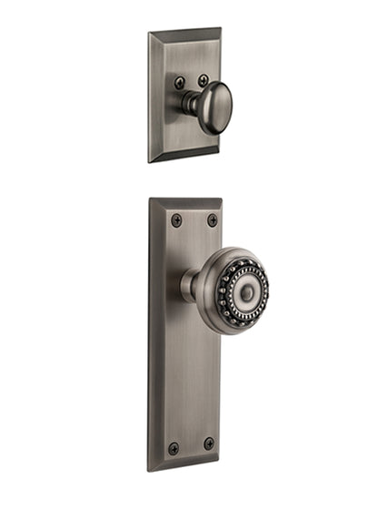 Grandeur Fifth Avenue Handleset with Parthenon Knob - Interior Half Only Antique Pewter
