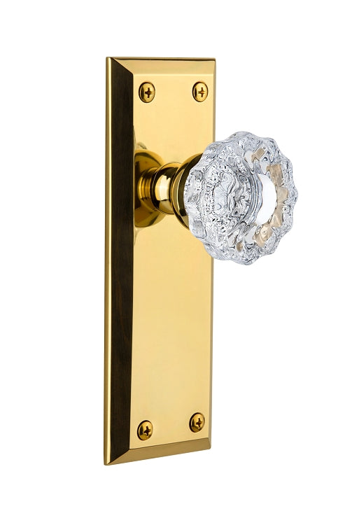Grandeur Fifth Avenue Plate with Versailles Knob Polished Brass / Lifetime Brass