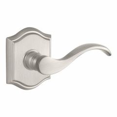 Baldwin Reserve Curve Lever With Arched Rosette In Satin Nickel