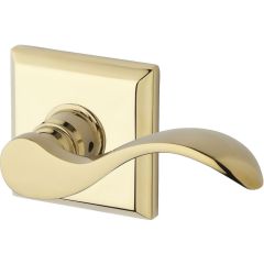 Baldwin Reserve Curve Lever With Square Rosette In Polished Brass
