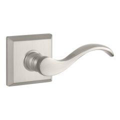 Baldwin Reserve Curve Lever With Square Rosette In Satin Nickel