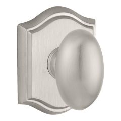 Baldwin Reserve Ellipse Knob With Arched Rosette In Satin Nickel