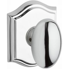 Baldwin Reserve Ellipse Knob With Arched Rosette In Polished Chrome