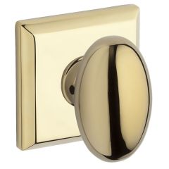 Baldwin Reserve Ellipse Knob With Square Rosette In Polished Brass