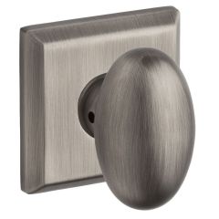 Baldwin Reserve Ellipse Knob With Square Rosette In Antique Nickel