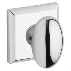 Baldwin Reserve Ellipse Knob With Square Rosette In Polished Chrome