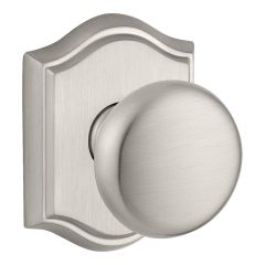Baldwin Reserve Round Knob With Arched Rosette In Satin Nickel