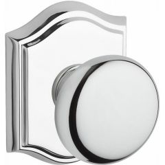 Baldwin Reserve Round Knob With Arched Rosette In Polished Chrome