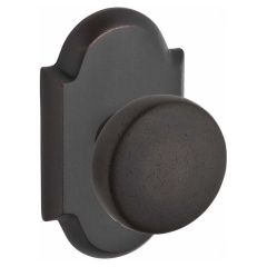 Baldwin Reserve Series Knob With Arched Rosette In Dark Bronze