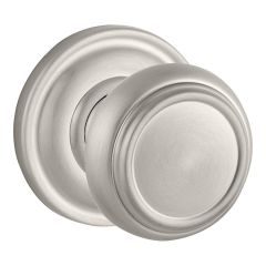 Baldwin Reserve Traditional Knob With Round Rosette In Satin Nickel