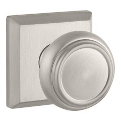 Baldwin Reserve Traditional Knob With Square Rosette Satin Nickel